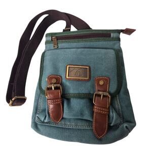 Prairie Schooner Teal Canvas Crossbody Bag Medium Size Boho School Everyday Use